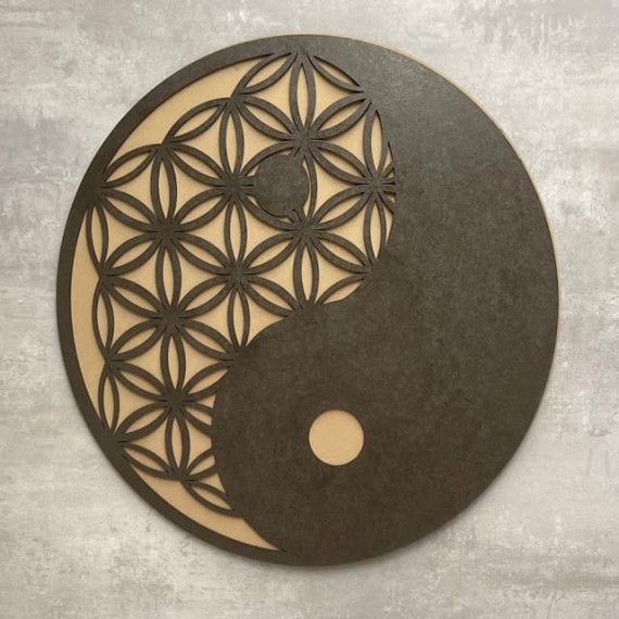 Mandala 3D Yin Yang Flor da Vida Cacau